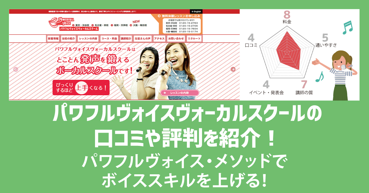 パワフルヴォイスヴォーカルスクールの口コミや評判を紹介